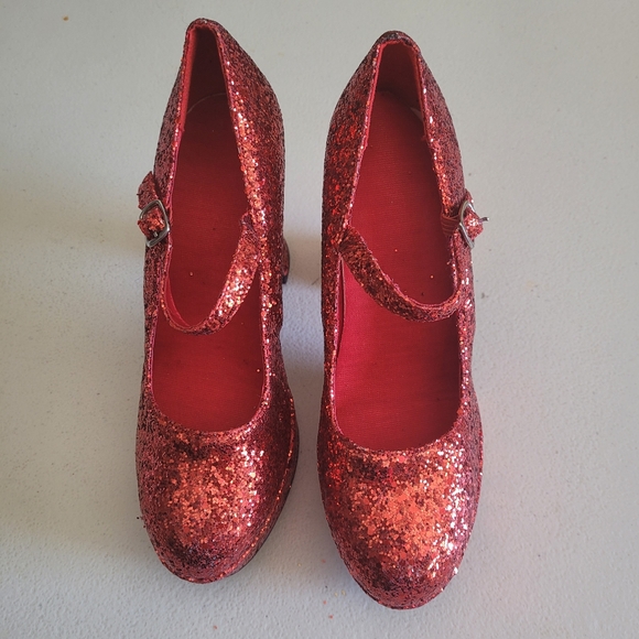 Red Glitter Platforms Mary Jane Shoes for Women's Size 7/7.5 - Picture 3 of 9